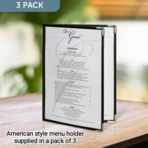 Set of 3 American style A4 Menu Holders with Clear Pockets