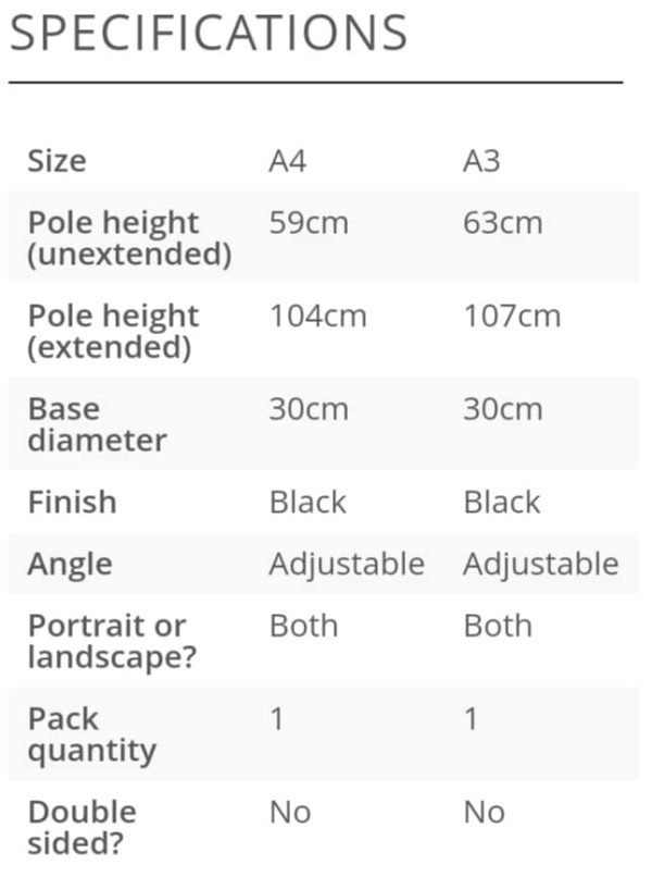 Floor Standing Snap Frame with adjustable pole height, orientation and angle, landscape or portrait - Image 3