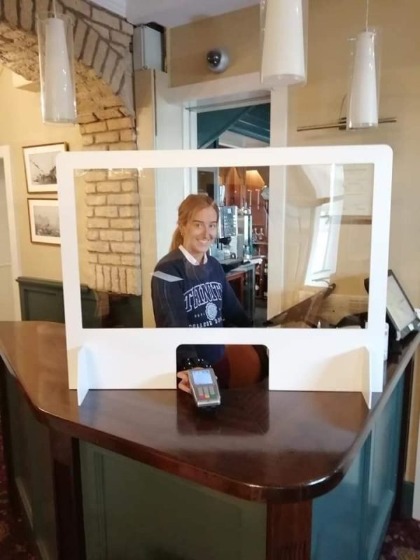 Freestanding Checkout Sneeze screen 1000mm wide x 750mm high