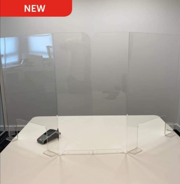 Counter standing wraparound Sneeze Screen, 820mm wide x 710mm high - Image 3