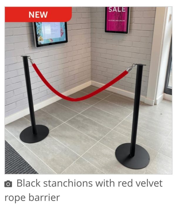 Minimalist Black Stanchion Post And Base Available With A Range Of Ropes - Image 2