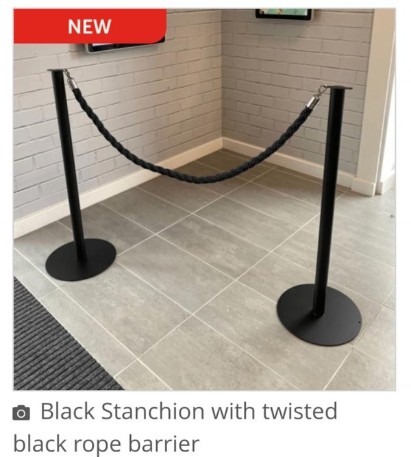 Minimalist Black Stanchion Post And Base Available With A Range Of Ropes - Image 4
