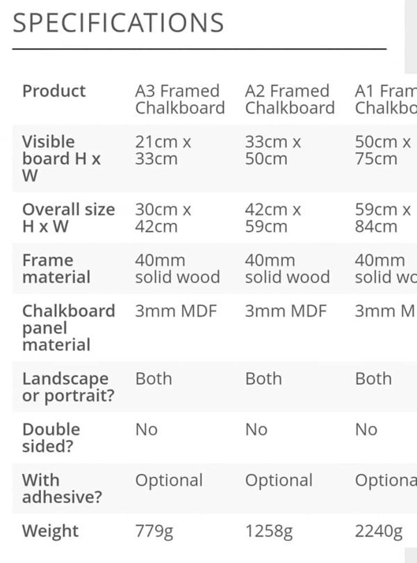Top Quality Chalkboards With A Dark Wood Frame For Rustic Displays A3, A2 & A1 available - Image 3