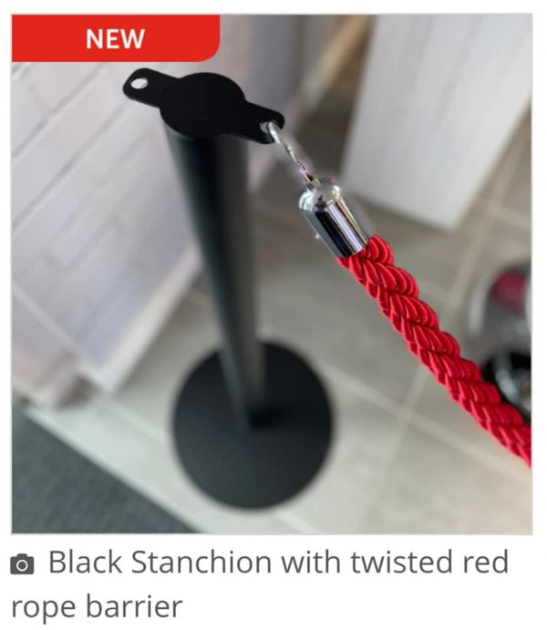 Minimalist Black Stanchion Post And Base Available With A Range Of Ropes - Image 9