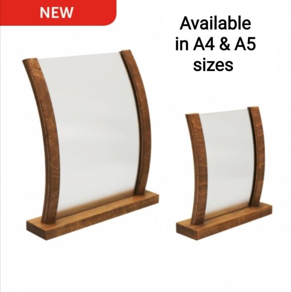 Curved Wooden Menu Sign Holder available in A4 & A5 sizes - Image 2