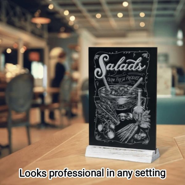 Double sided tabletop chalkboard with rustic base available in A3 & A4 sizes