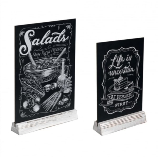 Double sided tabletop chalkboard with rustic base available in A3 & A4 sizes - Image 2