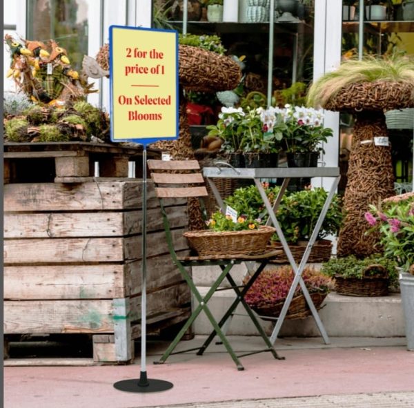 Our Large Showcard Stand 1.7 meters high is available in A3 & A4 sizes, for indoor & outdoor use