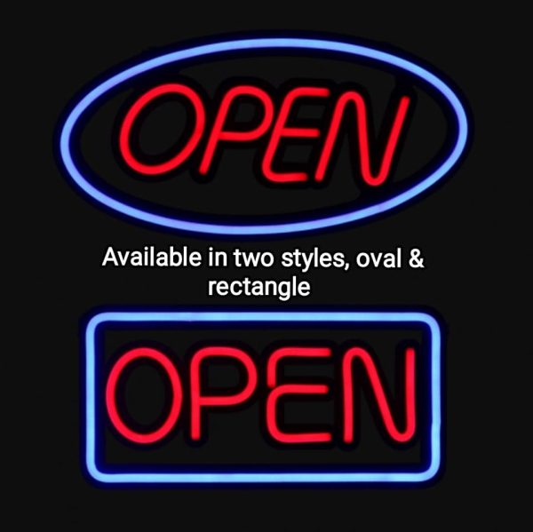Premium Illuminated LED Open Sign in Oval or Rectangle design