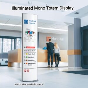 Illuminated Mono Totem 1700mm high, available in two widths 520mm & 620mm