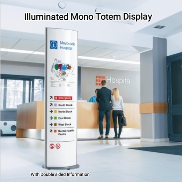 Illuminated Mono Totem 1700mm high, available in two widths 520mm & 620mm