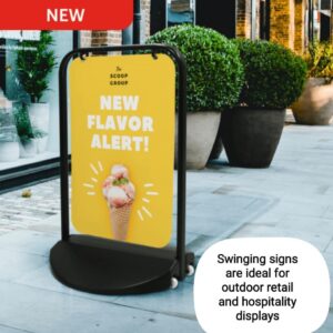 Black Waterbase Swing Board Sign 688mm wide x 1119mm high