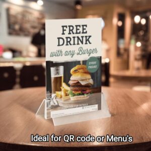 Acrylic Menu Card Holder Base available in 3 sizes