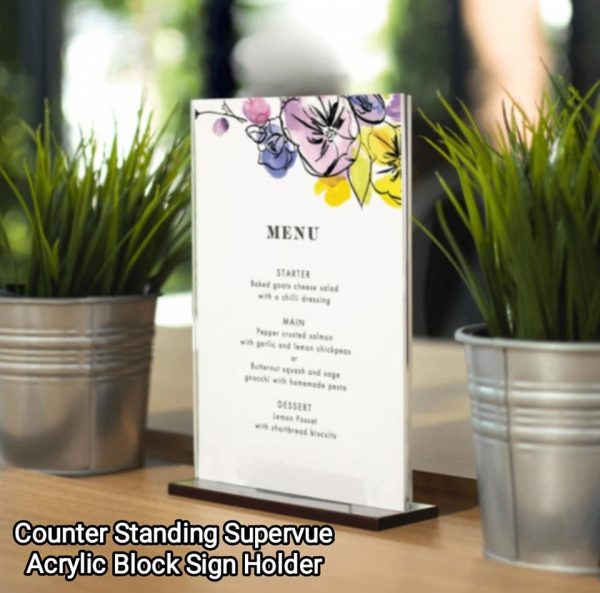Supervue Acrylic Portrait Double-sided Displays available in Black or White