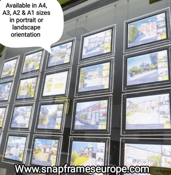 Our LED Cable Kit Window Display with illuminated poster pockets is available in 4 different sizes - Image 4
