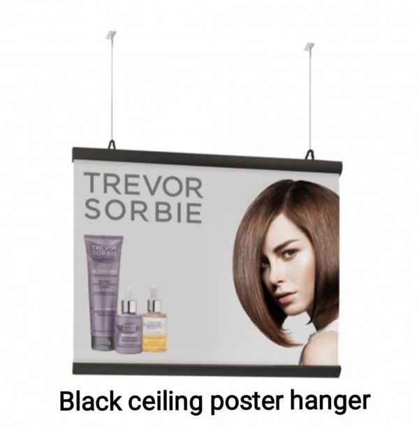 Ceiling hanging Aluminium or Black Poster Hangers in 4 different sizes