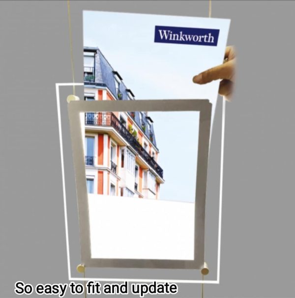 Our LED Cable Kit Window Display with illuminated poster pockets is available in 4 different sizes - Image 3