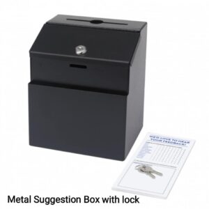 Metal Suggestion Box that can stand on counters or be mounted to the wall.