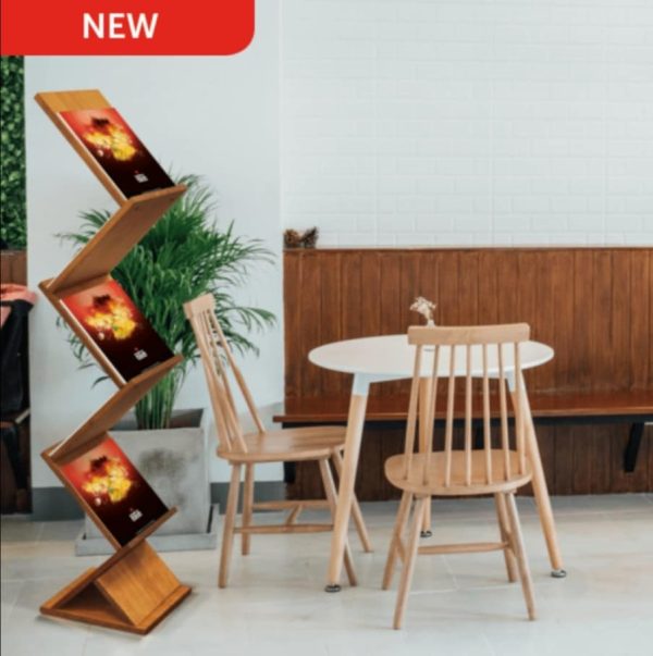 Zig Zag Wooden Display Stand for displaying magazines & literature A4 size - Image 3