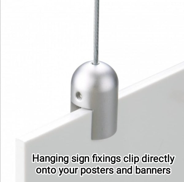 Ceiling to Sign Cable with Fixings in Silver or Black & 4 different sizes - Image 2