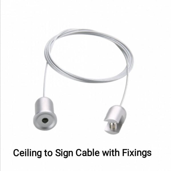 Ceiling to Sign Cable with Fixings in Silver or Black & 4 different sizes - Image 5