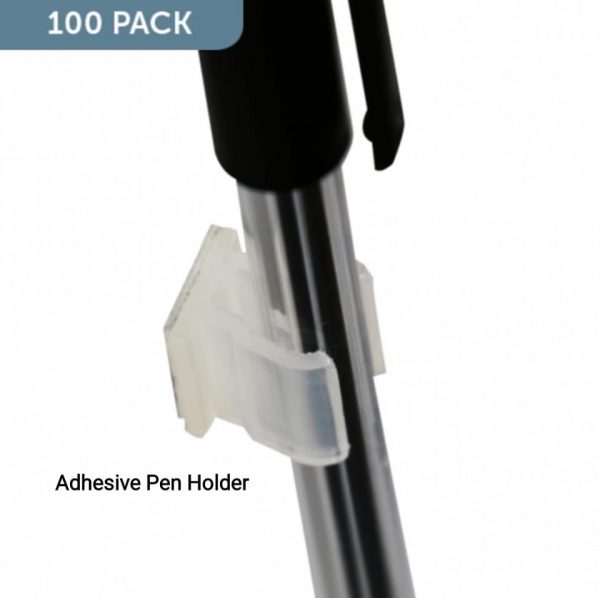 Adhesive Pen Holder Clip for standard biro style pens in packs of 100.