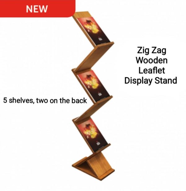 Zig Zag Wooden Display Stand for displaying magazines & literature A4 size