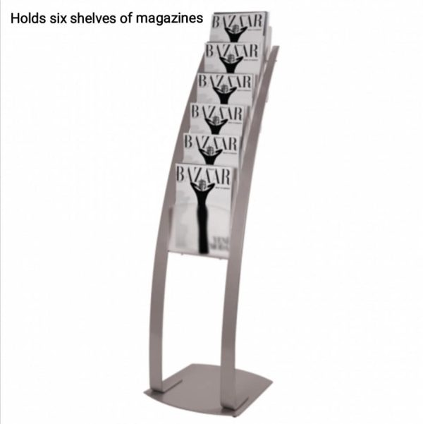 Freestanding curved A4 Magazine Stand with six pockets - Image 2