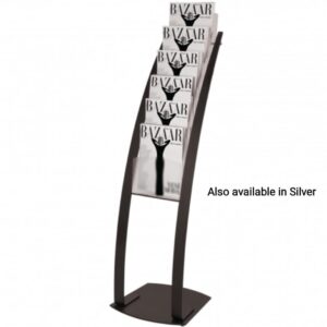 Freestanding curved A4 Magazine Stand with six pockets