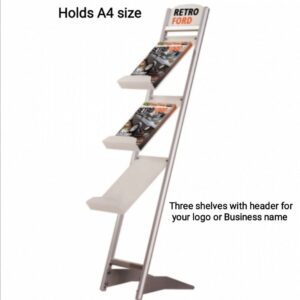 An Angled 3 shelf Brochure / magazine Stand
