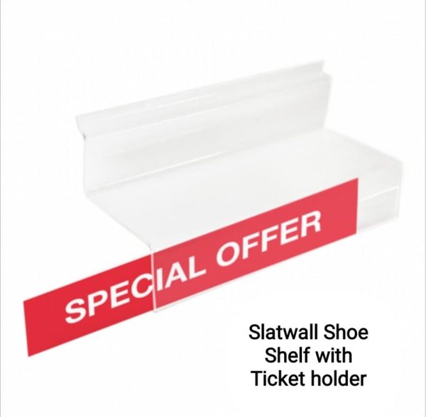 Premium Acrylic Slatwall Shoe Shelf with price tag holder - Image 3