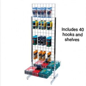 6ft Gridwall Double Sided Display Kit, including shelves & 40 hooks