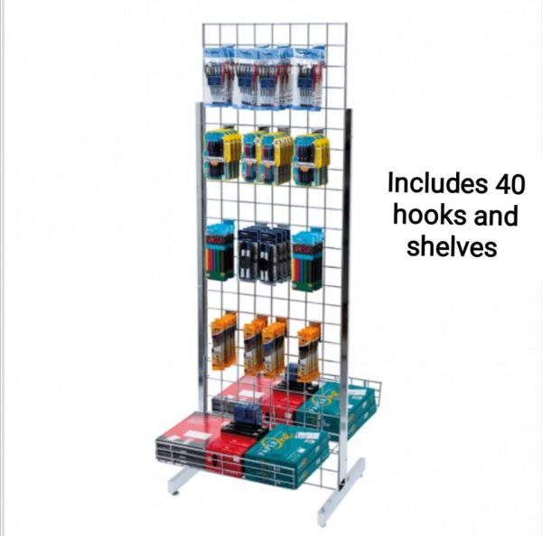 6ft Gridwall Double Sided Display Kit, including shelves & 40 hooks