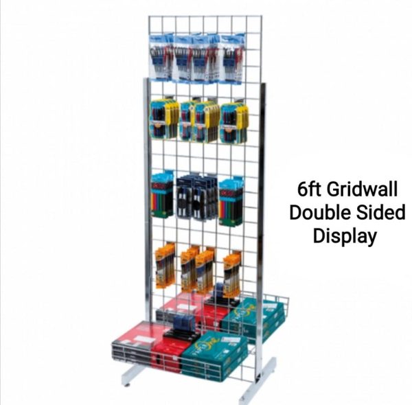6ft Gridwall Double Sided Display Kit, including shelves & 40 hooks - Image 4