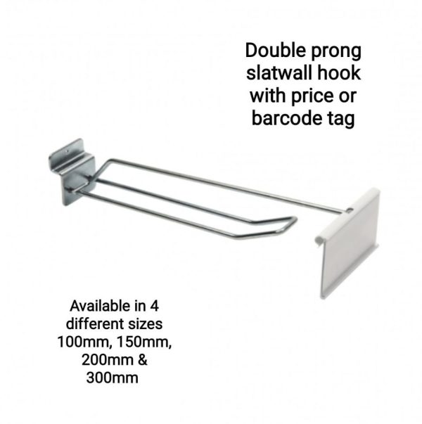 Slatwall Double Prong Eurohook with price tag Holder