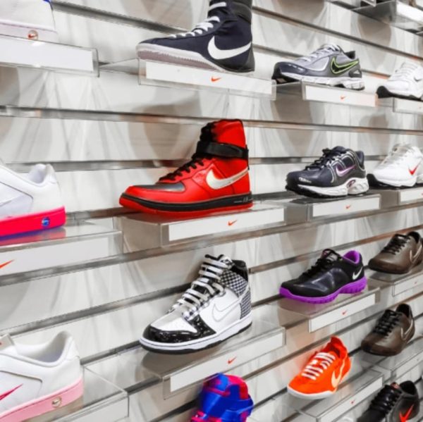 Premium Acrylic Slatwall Shoe Shelf with price tag holder