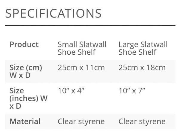 High impact Slatwall Shoe Shelf available in 2 different sizes - Image 2