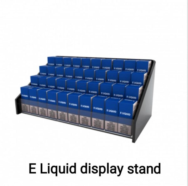 E-Cigarette Liquid Acrylic Display designed to hold up to 10 boxes of E-liquid per row (40 Boxes Total)
