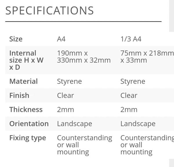 Counterstanding leaflet holder in A4, 1/3 A4 (third A4), A5 and A6 sizes - Image 2