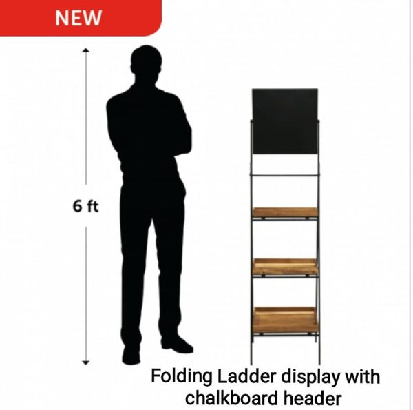 A modern, yet rustic, Folding Ladder Shelf Stand With Chalkboard Header, - Image 6