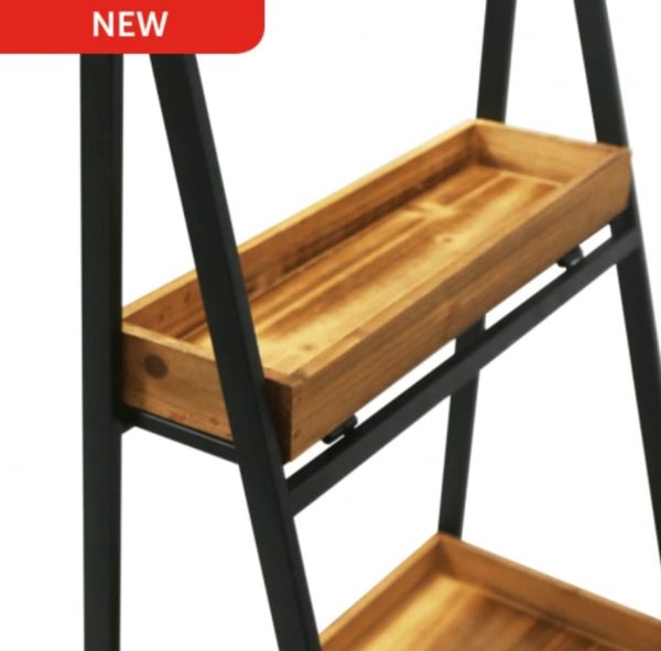 A modern, yet rustic, Folding Ladder Shelf Stand With Chalkboard Header, - Image 8