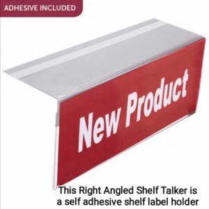 Right Angled Shelf Talker manufactured from clear PVC
