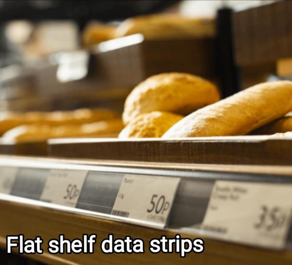 Adhesive backed Data Strips designed for displaying labels & Prices on flat shelves
