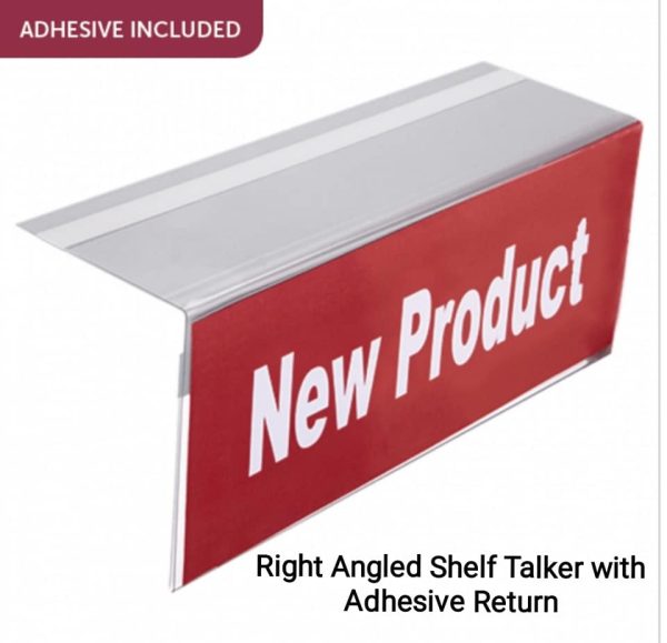 Right Angled Shelf Talker manufactured from clear PVC - Image 3
