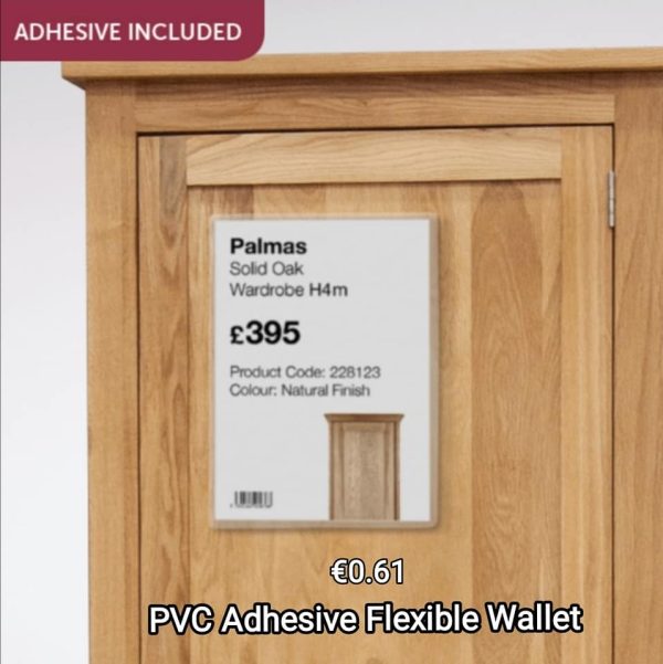 A4 PVC Adhesive Flexible Wallet for labelling directly onto your products,