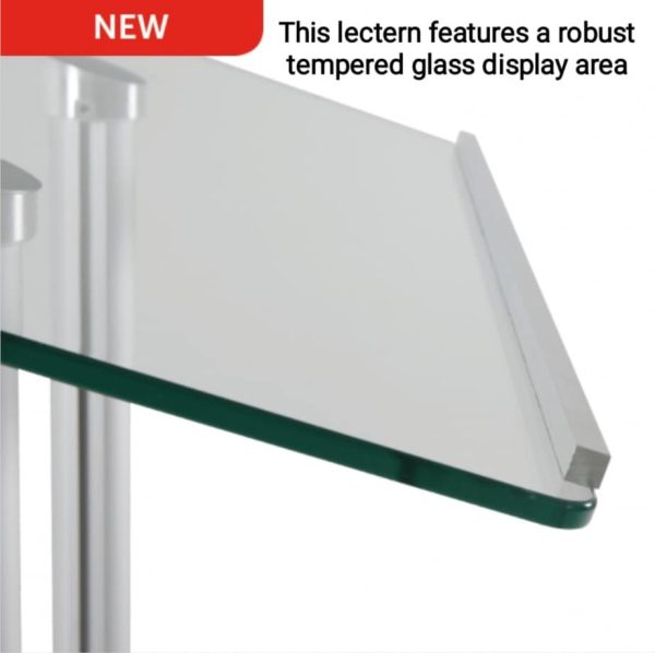 Tempered Glass Podium with metal legs for a modern lectern stand option - Image 2