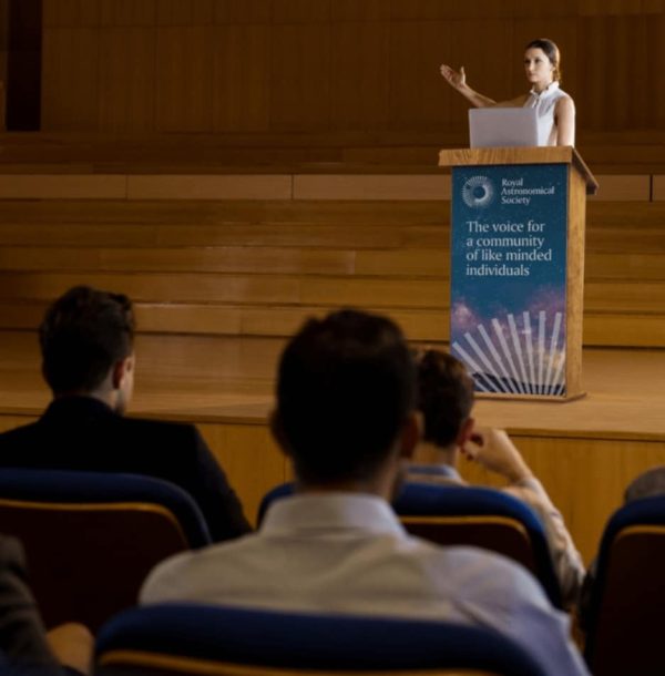 Wooden Lectern with integral shelf, poster gripper and microphone holder - Image 4