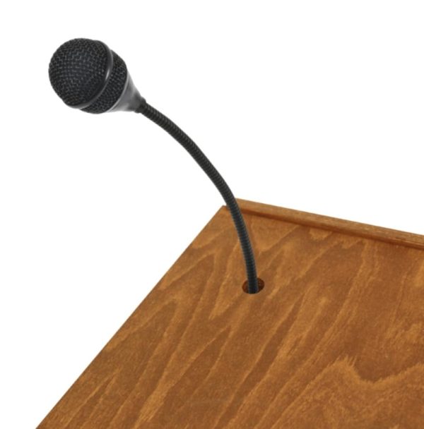Wooden Lectern with integral shelf, poster gripper and microphone holder - Image 8