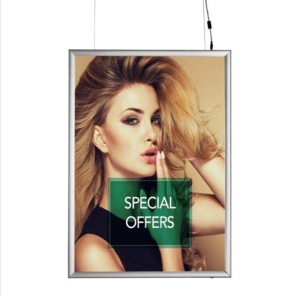 Energy-saving Backlit Double Sided Hanging Snap Frames for promotional displays. - Image 4