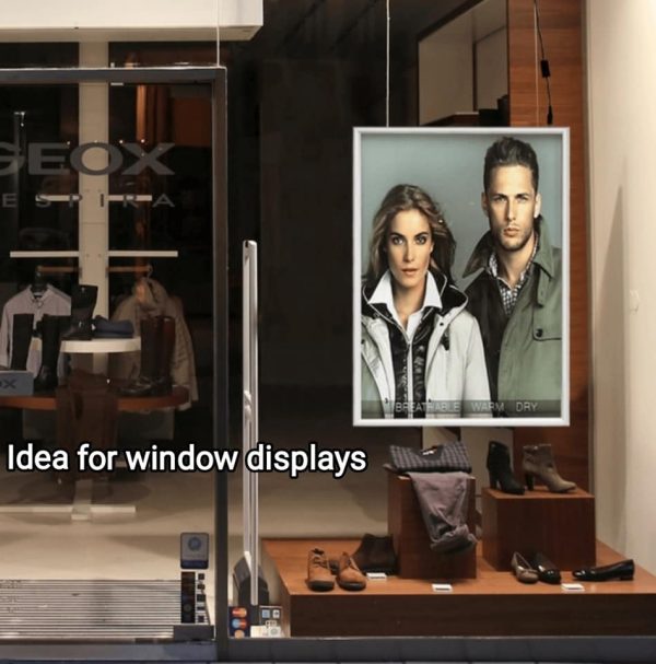 Energy-saving Backlit Double Sided Hanging Snap Frames for promotional displays.